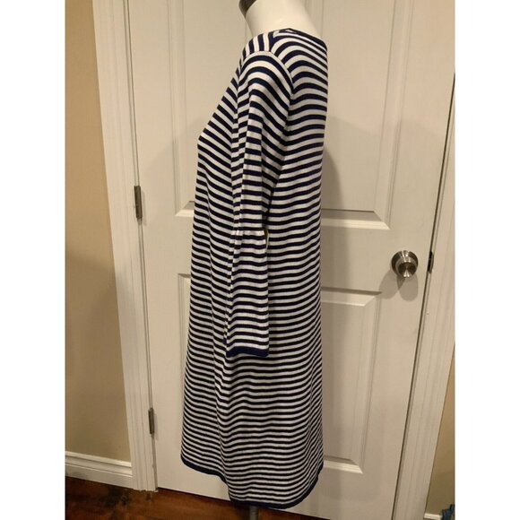 Sail to Sable Blue & White Striped Flared Sleeve Shift Dress, Size XL - Picture 4 of 8